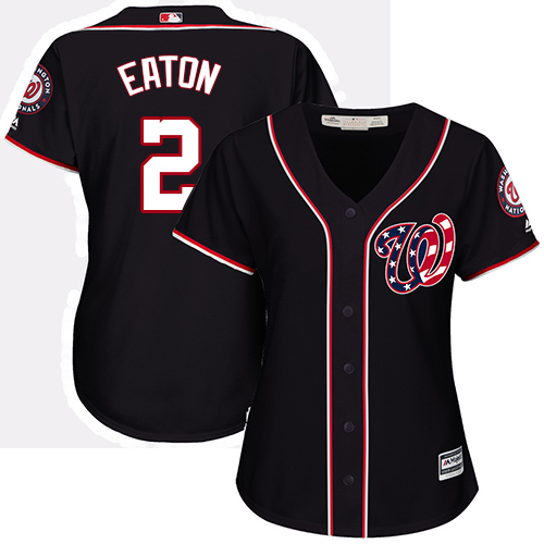 Nationals #2 Adam Eaton Navy Blue Alternate Women's Stitched MLB Jersey