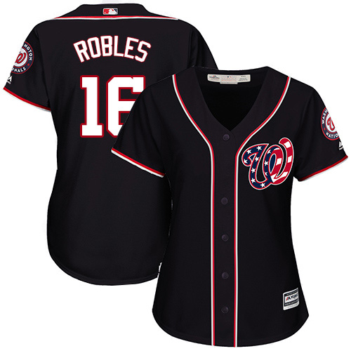 Nationals #16 Victor Robles Navy Blue Alternate Women's Stitched MLB Jersey