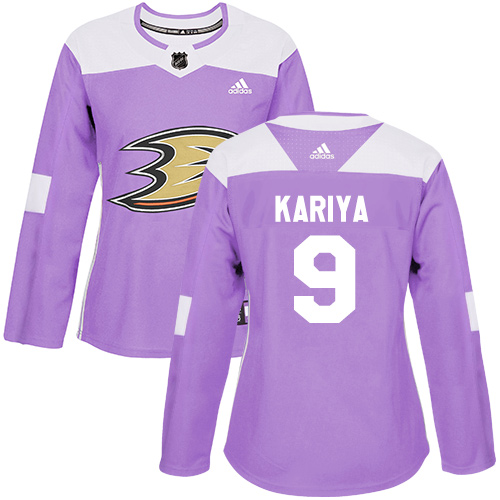 Adidas Ducks #9 Paul Kariya Purple Authentic Fights Cancer Women's Stitched NHL Jersey