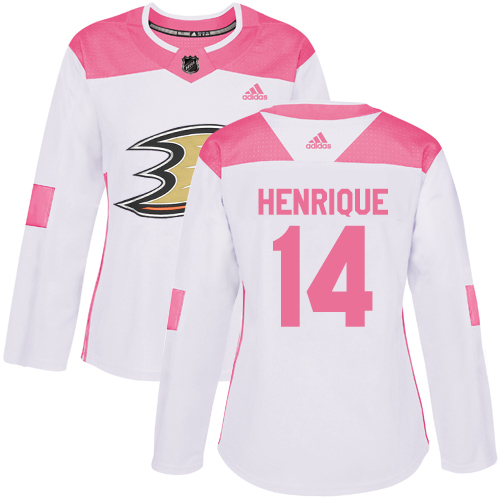 Adidas Ducks #14 Adam Henrique White/Pink Authentic Fashion Women's Stitched NHL Jersey