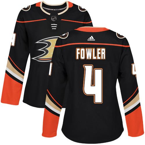 Adidas Ducks #4 Cam Fowler Black Home Authentic Women's Stitched NHL Jersey