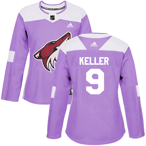 Adidas Coyotes #9 Clayton Keller Purple Authentic Fights Cancer Women's Stitched NHL Jersey