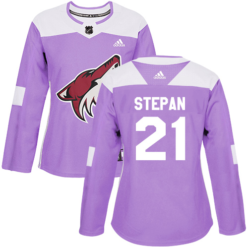 Adidas Coyotes #21 Derek Stepan Purple Authentic Fights Cancer Women's Stitched NHL Jersey