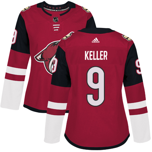 Adidas Coyotes #9 Clayton Keller Maroon Home Authentic Women's Stitched NHL Jersey