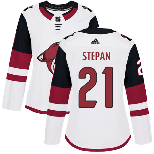 Adidas Coyotes #21 Derek Stepan White Road Authentic Women's Stitched NHL Jersey