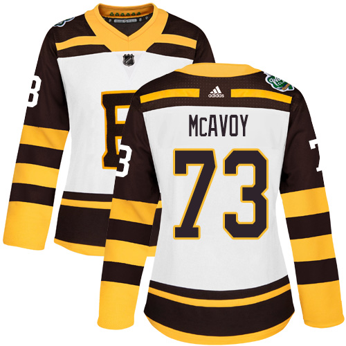 Adidas Bruins #73 Charlie McAvoy White Authentic 2019 Winter Classic Women's Stitched NHL Jersey
