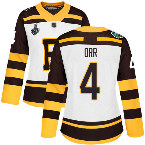 Adidas Bruins #4 Bobby Orr White Authentic 2019 Winter Classic Stanley Cup Final Bound Women's Stitched NHL Jersey