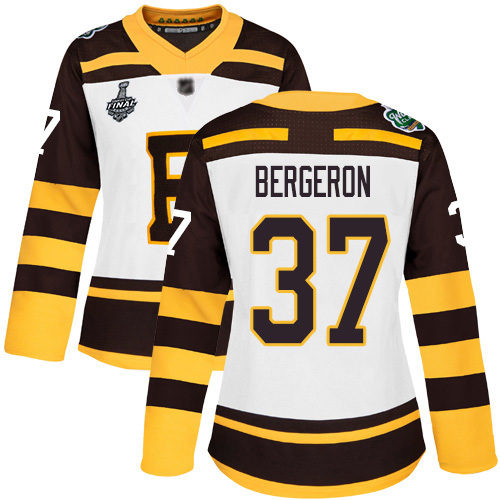 Adidas Bruins #37 Patrice Bergeron White Authentic 2019 Winter Classic Stanley Cup Final Bound Women's Stitched NHL Jersey