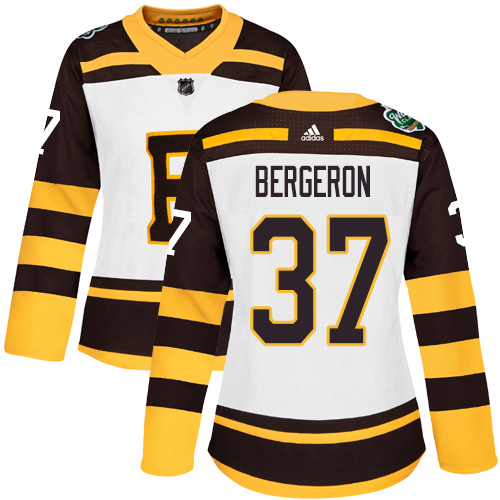 Adidas Bruins #37 Patrice Bergeron White Authentic 2019 Winter Classic Women's Stitched NHL Jersey