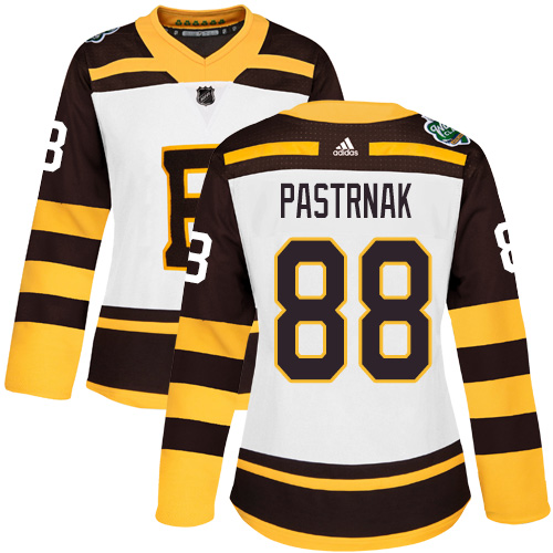 Adidas Bruins #88 David Pastrnak White Authentic 2019 Winter Classic Women's Stitched NHL Jersey