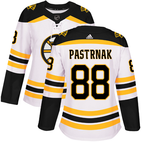 Adidas Bruins #88 David Pastrnak White Road Authentic Women's Stitched NHL Jersey