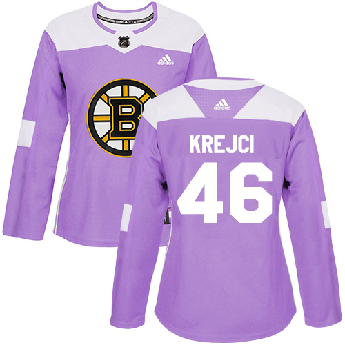 Adidas Bruins #46 David Krejci Purple Authentic Fights Cancer Women's Stitched NHL Jersey
