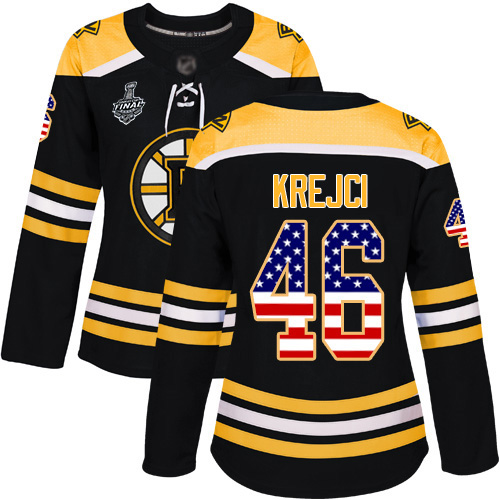 Adidas Bruins #46 David Krejci Black Home Authentic USA Flag Stanley Cup Final Bound Women's Stitched NHL Jersey
