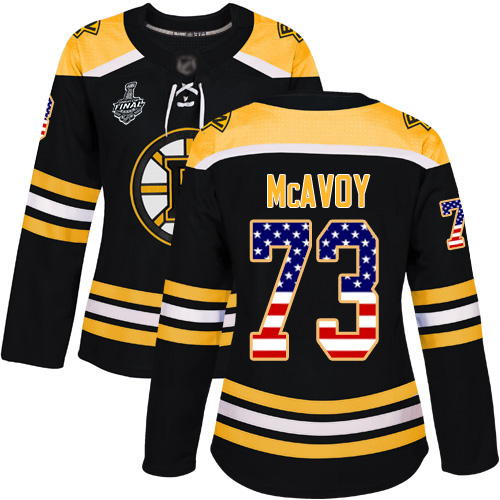 Adidas Bruins #73 Charlie McAvoy Black Home Authentic USA Flag Stanley Cup Final Bound Women's Stitched NHL Jersey