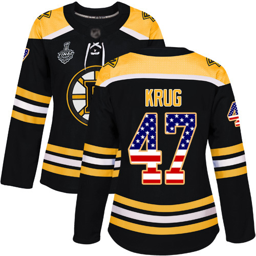Adidas Bruins #47 Torey Krug Black Home Authentic USA Flag Stanley Cup Final Bound Women's Stitched NHL Jersey