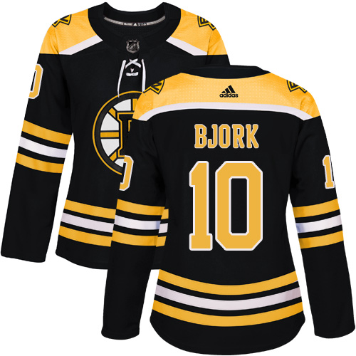 Adidas Bruins #10 Anders Bjork Black Home Authentic Women's Stitched NHL Jersey