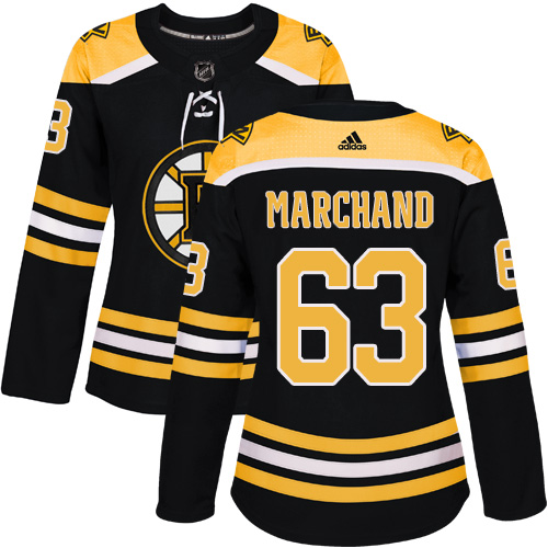 Adidas Bruins #63 Brad Marchand Black Home Authentic Women's Stitched NHL Jersey