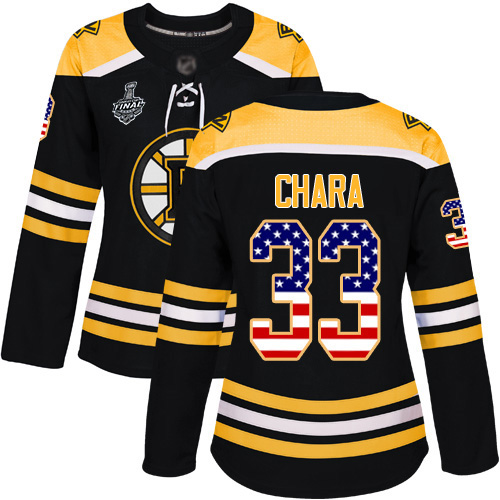 Adidas Bruins #33 Zdeno Chara Black Home Authentic USA Flag Stanley Cup Final Bound Women's Stitched NHL Jersey