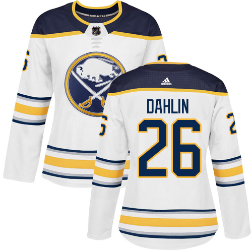 Adidas Sabres #26 Rasmus Dahlin White Road Authentic Women's Stitched NHL Jersey