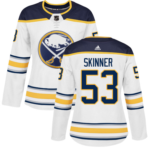 Adidas Sabres #53 Jeff Skinner White Road Authentic Women's Stitched NHL Jersey