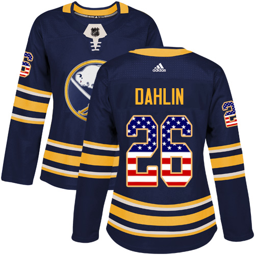 Adidas Sabres #26 Rasmus Dahlin Navy Blue Home Authentic USA Flag Women's Stitched NHL Jersey