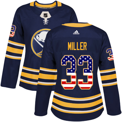 Adidas Sabres #33 Colin Miller Navy Blue Home Authentic USA Flag Women's Stitched NHL Jersey