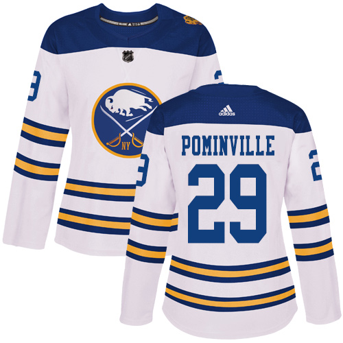 Adidas Sabres #29 Jason Pominville White Authentic 2018 Winter Classic Women's Stitched NHL Jersey