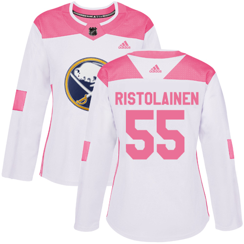 Adidas Sabres #55 Rasmus Ristolainen White/Pink Authentic Fashion Women's Stitched NHL Jersey