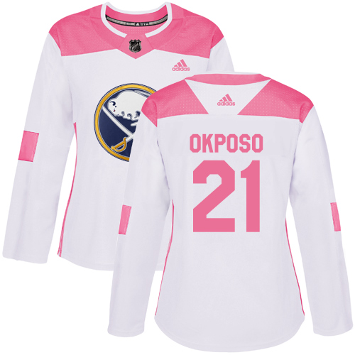 Adidas Sabres #21 Kyle Okposo White/Pink Authentic Fashion Women's Stitched NHL Jersey