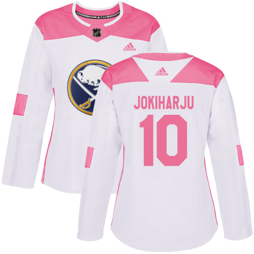 Adidas Sabres #10 Henri Jokiharju White/Pink Authentic Fashion Women's Stitched NHL Jersey