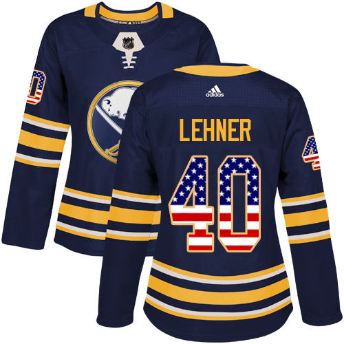 Adidas Sabres #40 Robin Lehner Navy Blue Home Authentic USA Flag Women's Stitched NHL Jersey