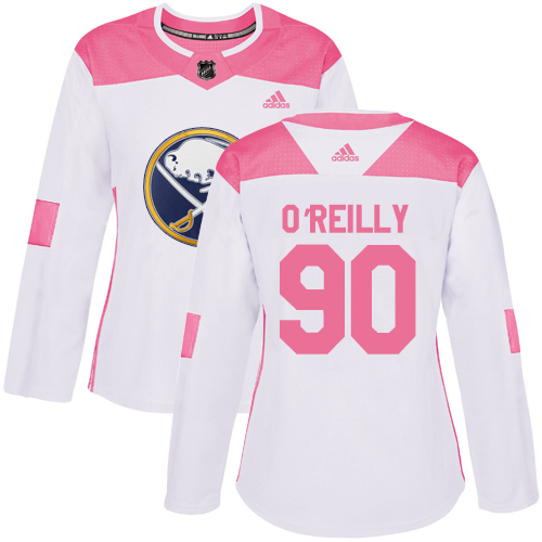 Adidas Sabres #90 Ryan O'Reilly White/Pink Authentic Fashion Women's Stitched NHL Jersey