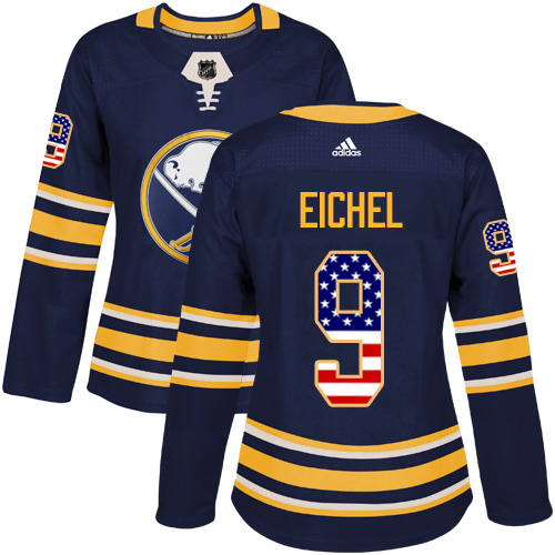 Adidas Sabres #9 Jack Eichel Navy Blue Home Authentic USA Flag Women's Stitched NHL Jersey