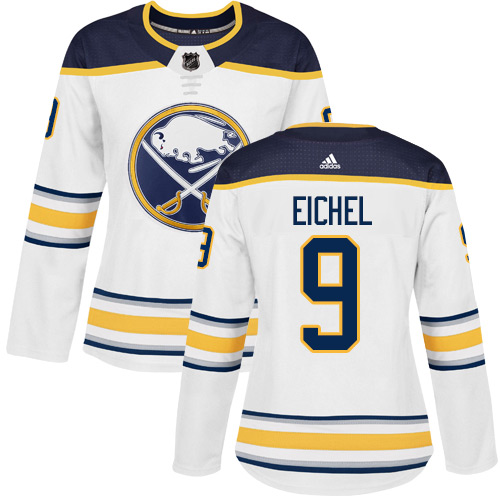 Adidas Sabres #9 Jack Eichel White Road Authentic Women's Stitched NHL Jersey