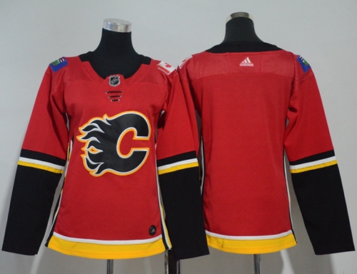 Adidas Flames Blank Red Home Authentic Women's Stitched NHL Jersey