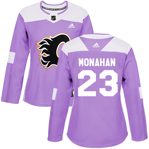 Adidas Flames #23 Sean Monahan Purple Authentic Fights Cancer Women's Stitched NHL Jersey