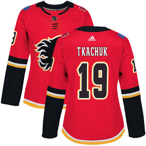 Adidas Flames #19 Matthew Tkachuk Red Home Authentic Women's Stitched NHL Jersey