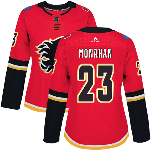 Adidas Flames #23 Sean Monahan Red Home Authentic Women's Stitched NHL Jersey