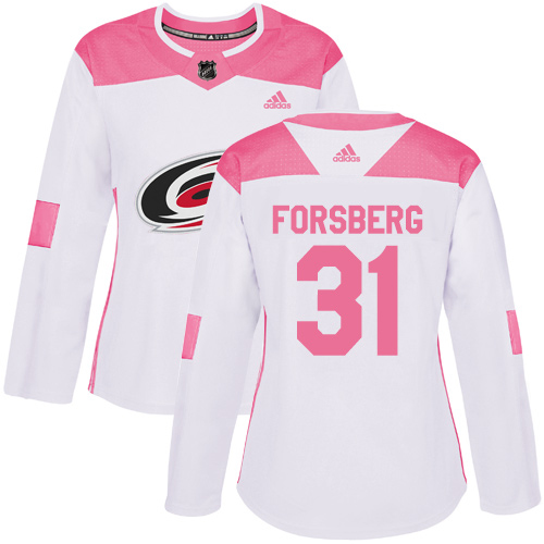 Adidas Hurricanes #31 Anton Forsberg White/Pink Authentic Fashion Women's Stitched NHL Jersey