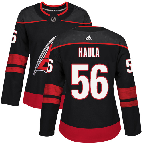 Adidas Hurricanes #56 Erik Haula Black Alternate Authentic Women's Stitched NHL Jersey