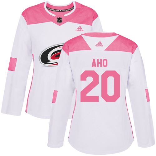 Adidas Hurricanes #20 Sebastian Aho White/Pink Authentic Fashion Women's Stitched NHL Jersey