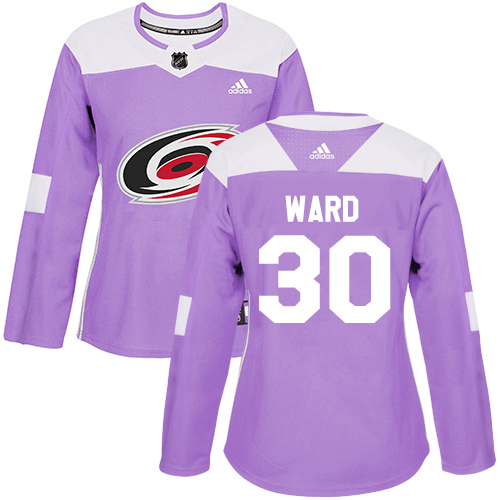 Adidas Hurricanes #30 Cam Ward Purple Authentic Fights Cancer Women's Stitched NHL Jersey
