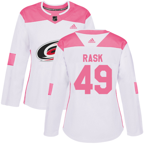 Adidas Hurricanes #49 Victor Rask White/Pink Authentic Fashion Women's Stitched NHL Jersey