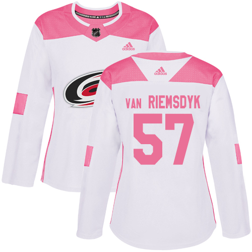 Adidas Hurricanes #57 Trevor Van Riemsdyk White/Pink Authentic Fashion Women's Stitched NHL Jersey