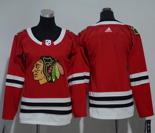 Adidas Blackhawks Blank Red Home Authentic Women's Stitched NHL Jersey