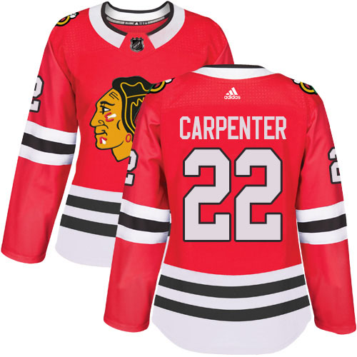 Adidas Blackhawks #22 Ryan Carpenter Red Home Authentic Women's Stitched NHL Jersey