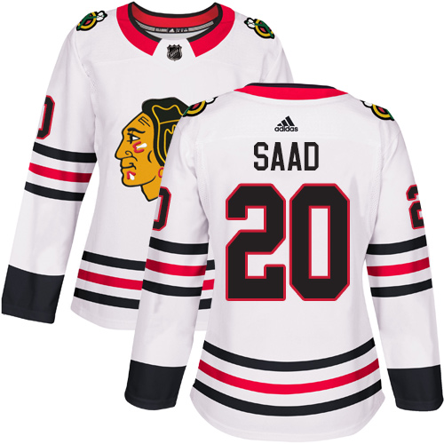 Adidas Blackhawks #20 Brandon Saad White Road Authentic Women's Stitched NHL Jersey