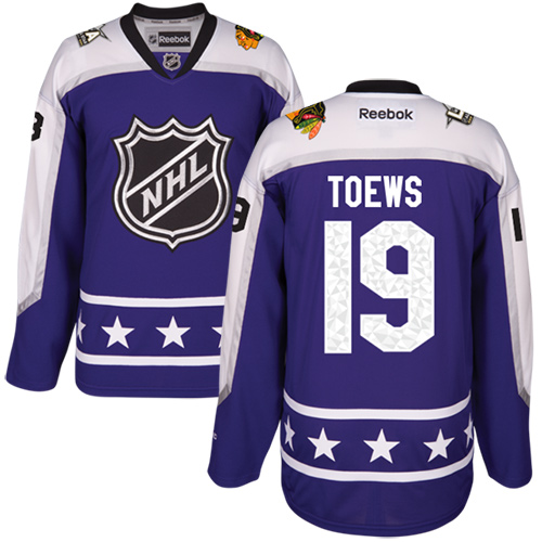 Blackhawks #19 Jonathan Toews Purple 2017 All-Star Central Division Women's Stitched NHL Jersey