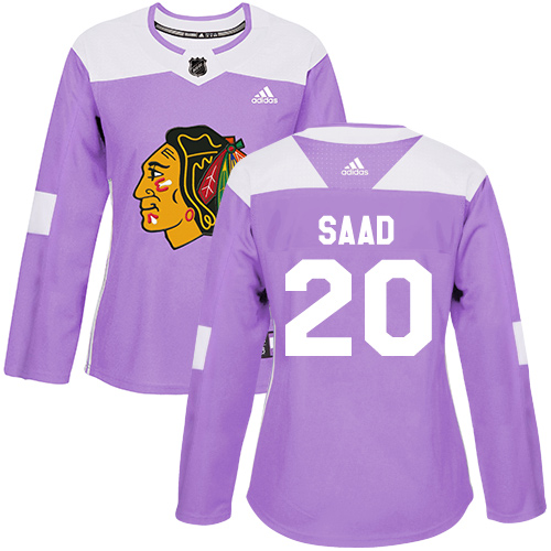 Adidas Blackhawks #20 Brandon Saad Purple Authentic Fights Cancer Women's Stitched NHL Jersey