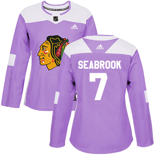 Adidas Blackhawks #7 Brent Seabrook Purple Authentic Fights Cancer Women's Stitched NHL Jersey